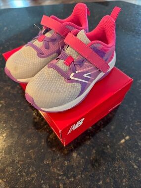 New Balance Pink and Purple Kids' Hook-and-Loop Sneakers